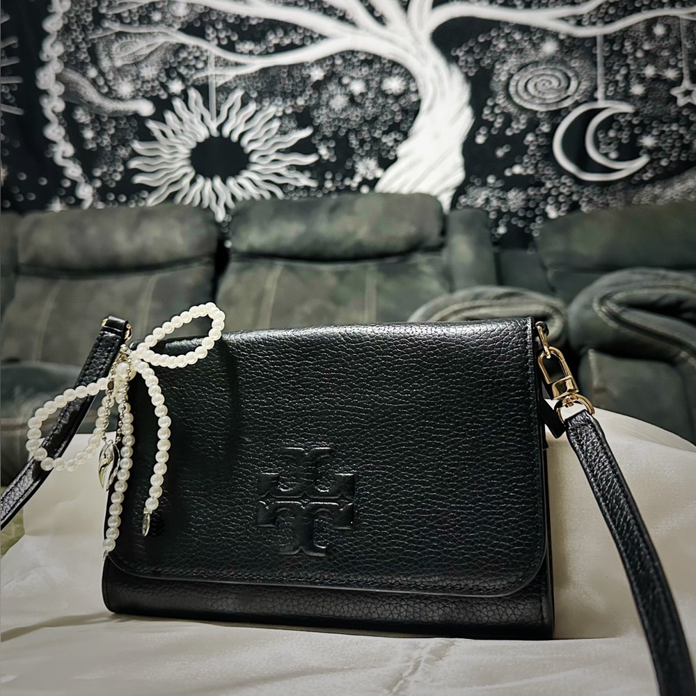 Vintage style Tory Burch small crossbody Bag Black Leather - Picture 7 of 17